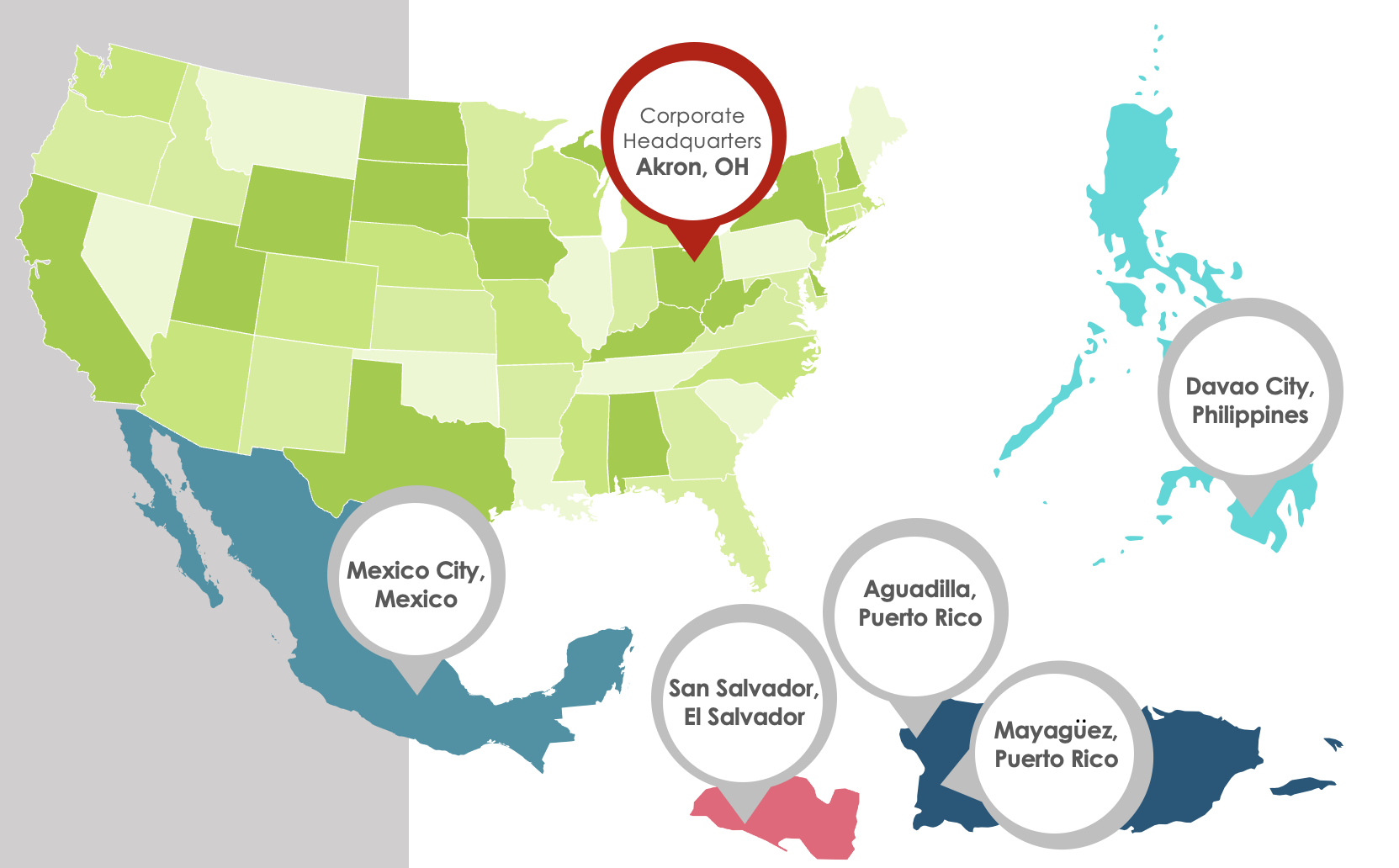 InfoCision’s global reach InfoCision’s global contact center network providing omnichannel customer support across the U.S., Puerto Rico, El Salvador, Mexico, and the Philippines to ensure 24/7 service and worldwide scalability